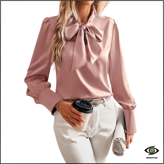 Modeyes - Blusa Elegante col Fiocco Donna