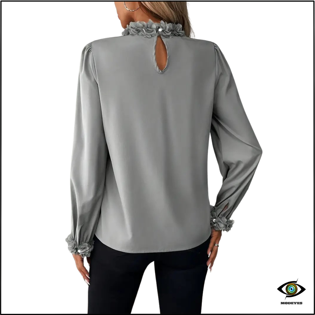 Modeyes - Blusa Elegante con Accenti Floreali Donna