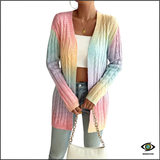 Modeyes - Cardigan Lungo Multicolor Donna